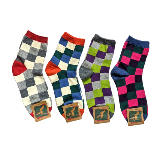 Multi Square Women Long Socks | Cute Socks | Long Socks | Cotton Socks | Women Socks